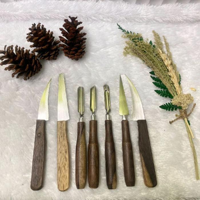 Pisau garnish 1 set isi 7 / pisau garnish / pisau tumpeng / pisau ukir buah dan sayur / STAINLESS