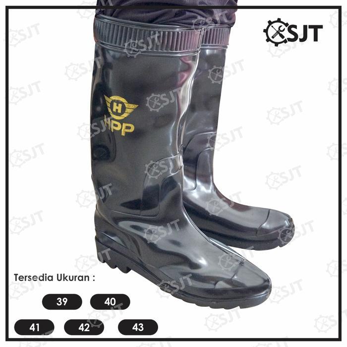 SJT - Sepatu Pria Hitam Karet Elastis HPP Kerja Boots ringan s