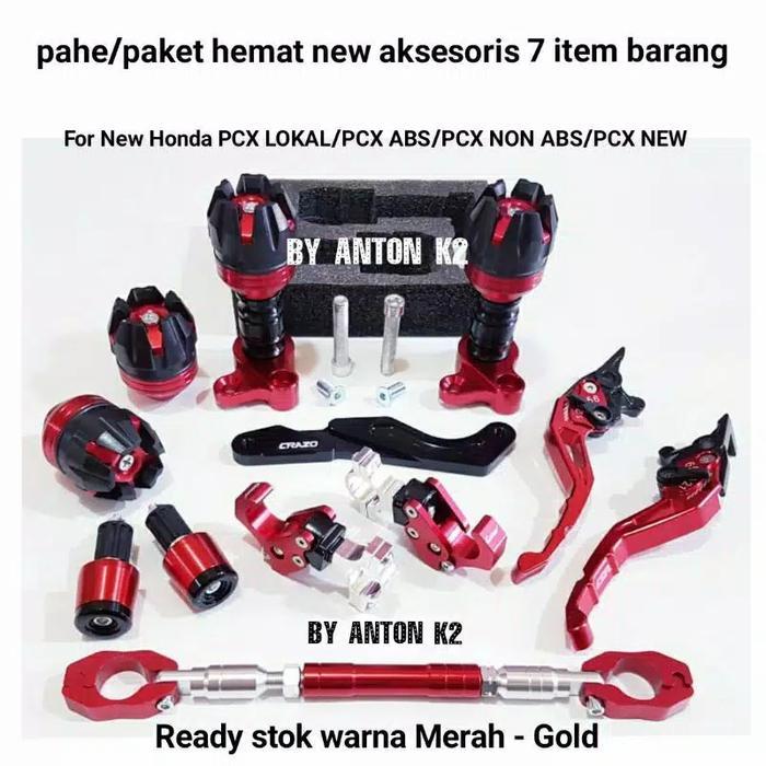 ada jual VARIASI AKSESORIS PAKET 7 ITEM MOTOR PCX 150 LOKAL/PCX ABS/PCX 160 NEW
