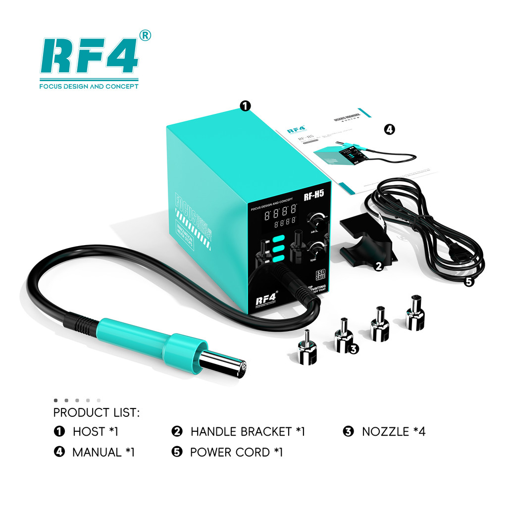 RF4Hot Air Gun RF-H5 800W BGA Rework Solder Station Soldering Heat Air Gun Station 220V / 110V For