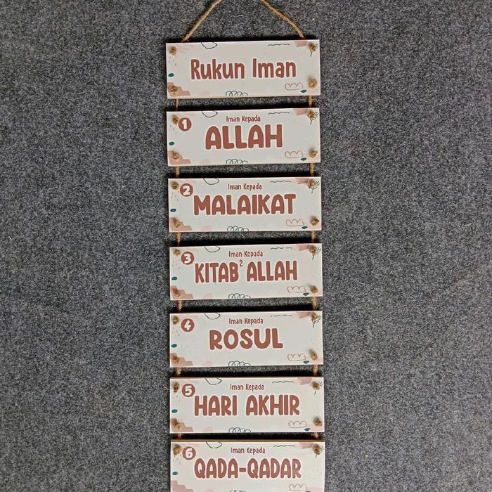 dekorasi dinding aesthetic gantung tulisan rukun iman