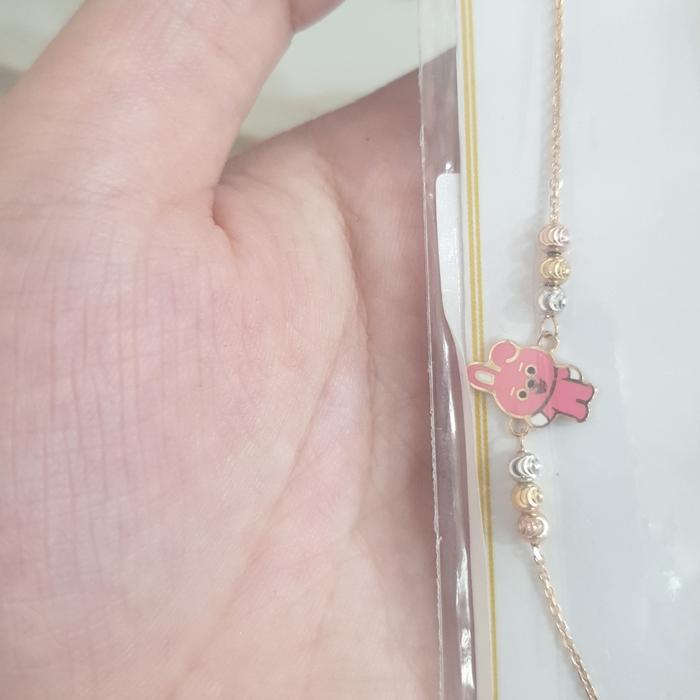 READY Gelang anak balita rantai pony pink kuda emas asli 700 70% 16K 13 cm