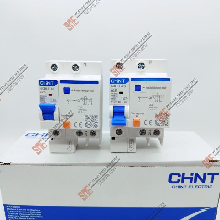 Rcbo / Elcb Chint 1P + N Phase 25A 40A Nxble-63 Mcb