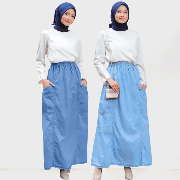 Rok Jeans Panjang Anak Perempuan Model A SoftJeans
