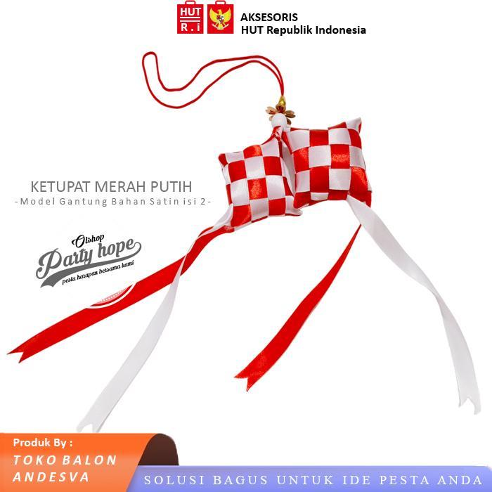ketupat pita satin merah putih / hiasan mobil / aksesoris hut ri