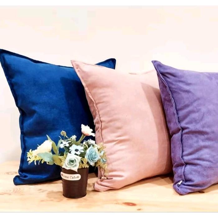Sarung Bantal Sofa Kursi Bantal Lantai Senderan Sofa Bahan Kain Suede Penutup Resleting