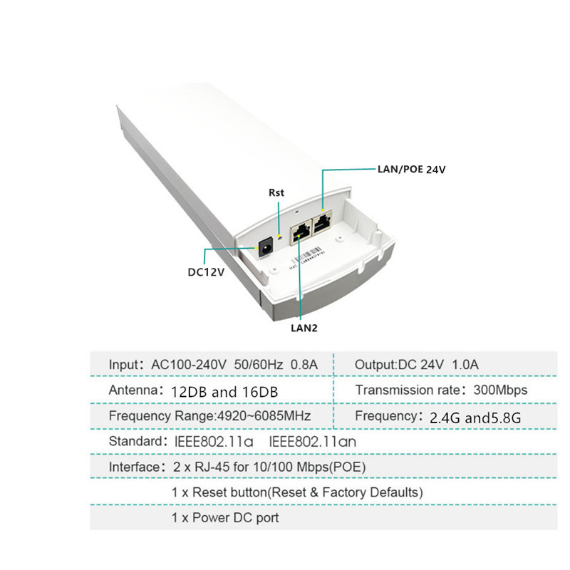 9344 Chipset WIFI Router WIFI Repeater Lange Bereik 300Mbps 5.8G1KM Router CPE APClient Router