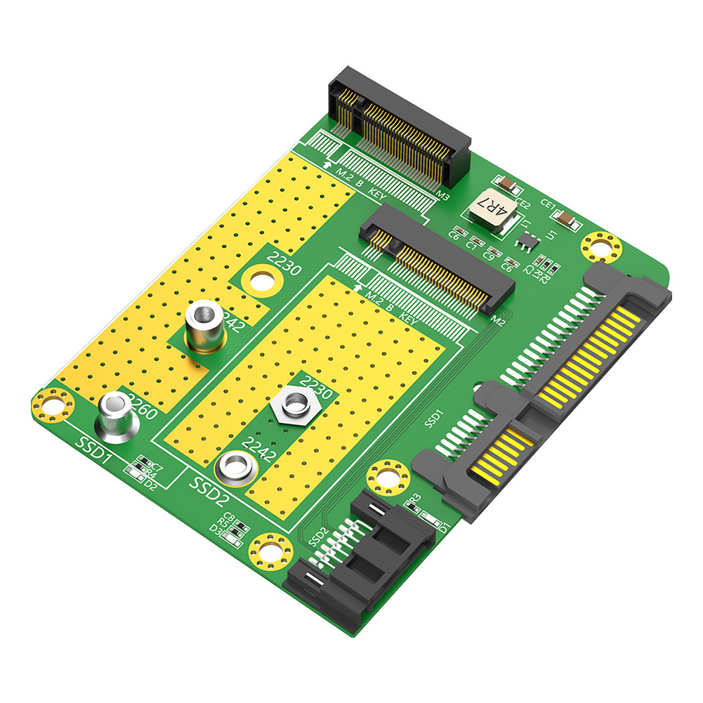 Dual M.2 SSD To Dual SATA3 Adapter Card SATA3 Adapter Card M.2 Key B SATA-bus SSD To SATA3 Support