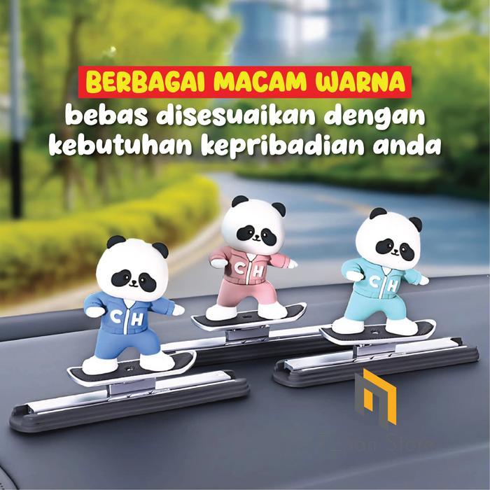 Pajangan Dashboard Mobil Motif Panda Skateboard BEST SELLER