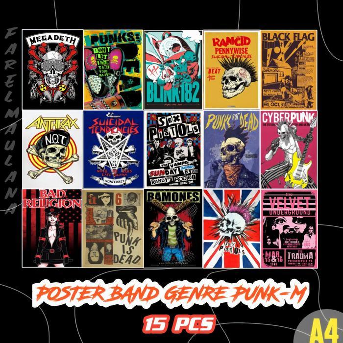 15Pcs Poster Dinding Kamar Tema Band Punk - Poster Aesthetic Kamar Bahan Tebal Terlaris