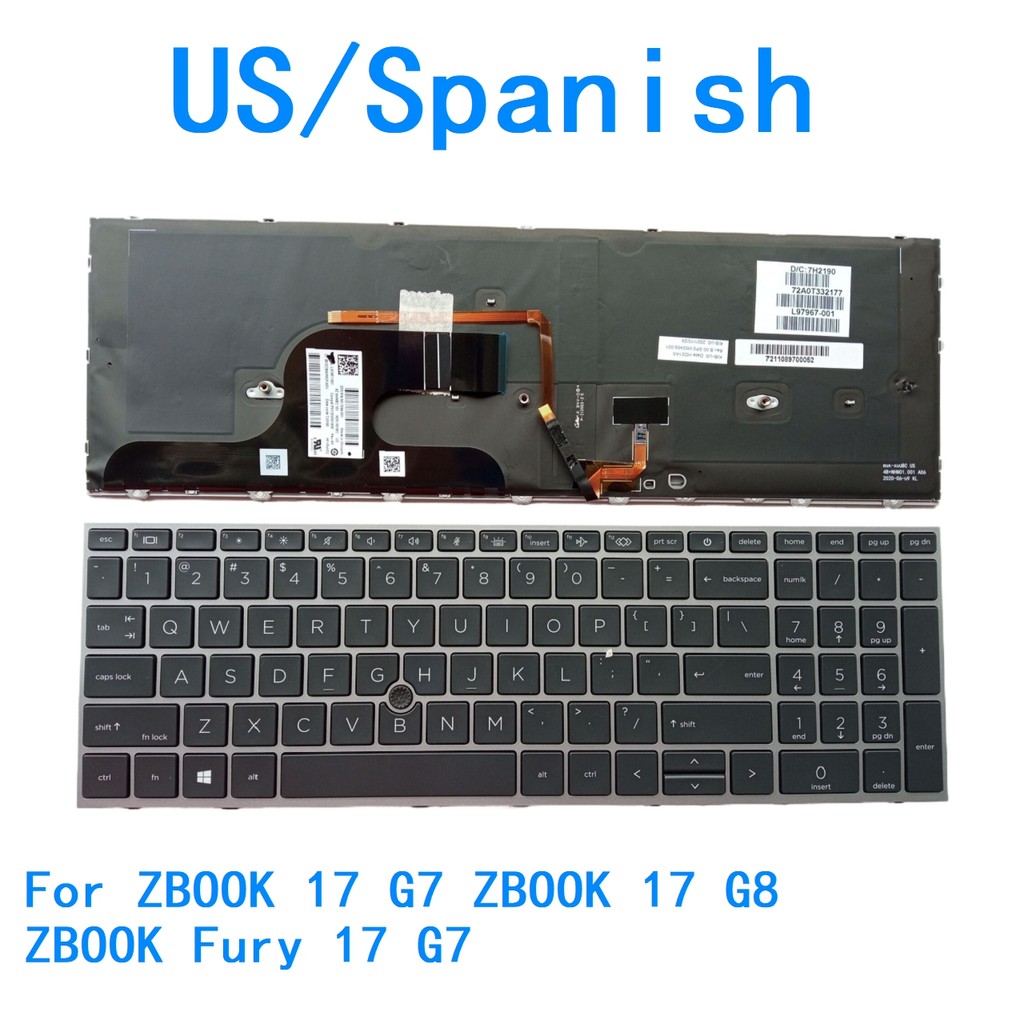 New US Spanish Language Backlit Keyboard For HP ZBOOK 17 G7 ZBOOK 17 G8 ZBOOK Fury 17 G7 Notebook PC