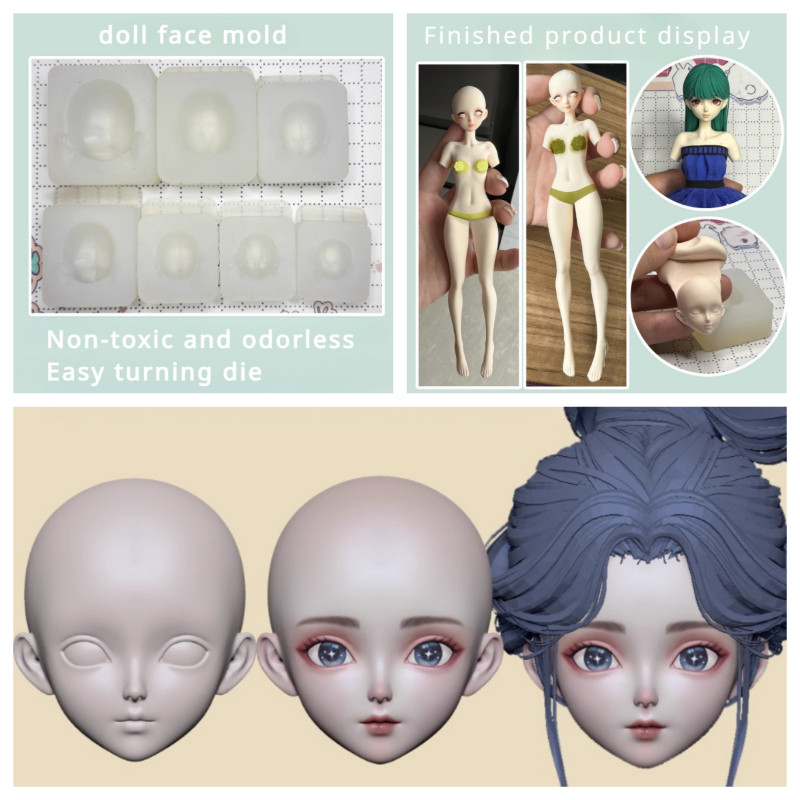 Correct Proportion Multi-size Shining Girl Silicone Face Mold DIY Ultra Light Clay Polymer Clay Cart