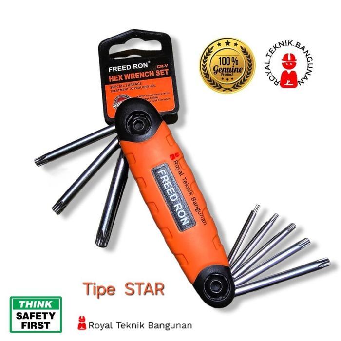 Kunci L Lipat Set 8 Pcs Star Bintang Cr-V / Sepeda Motor Tool Kit Serbaguna Folding Hex Wrench