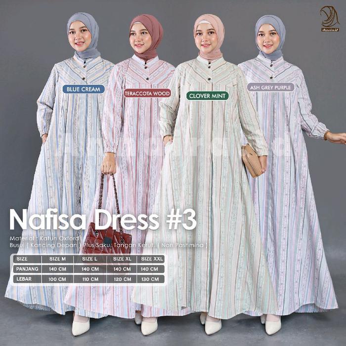 Nafisa Dres #1, #2, #3 & #4 - Gamis Kekinian Bahan Katun Triset Kotak Kotak Dan Salur By Annaira.Id