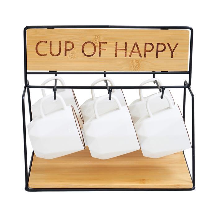 TERJAMIN Informa Appetite Set 6 Pcs Minori Mug Dengan Rak - Putih Gelas Cangkir Tempat Penyimpanan