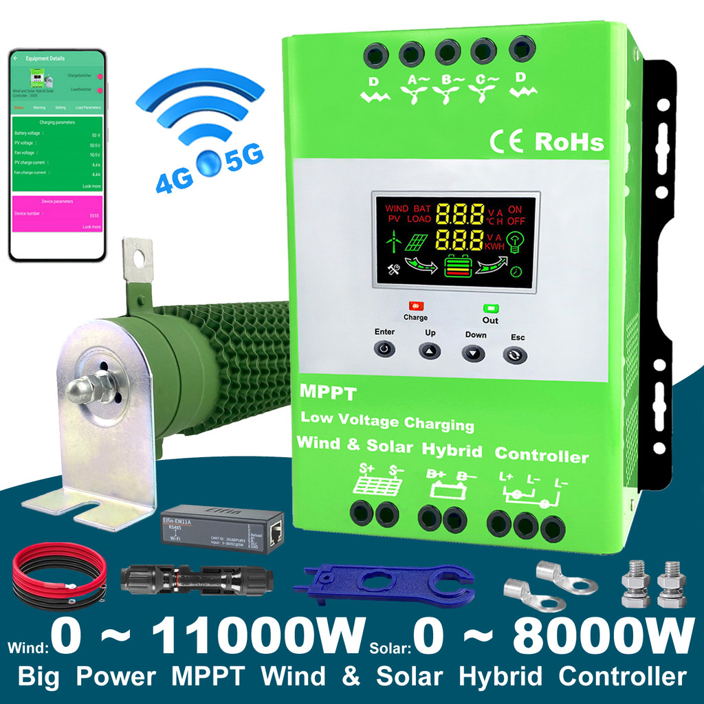 5000W 6KW Hybrid Wind Controller MPPT Board Solar Panel Charger Battery Equalizer LCD Display For Li