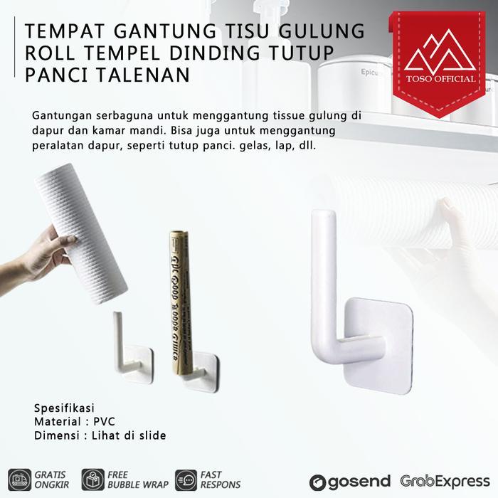TEMPAT GANTUNG TISU GULUNG ROLL TEMPEL DINDING TUTUP PANCI TALENAN