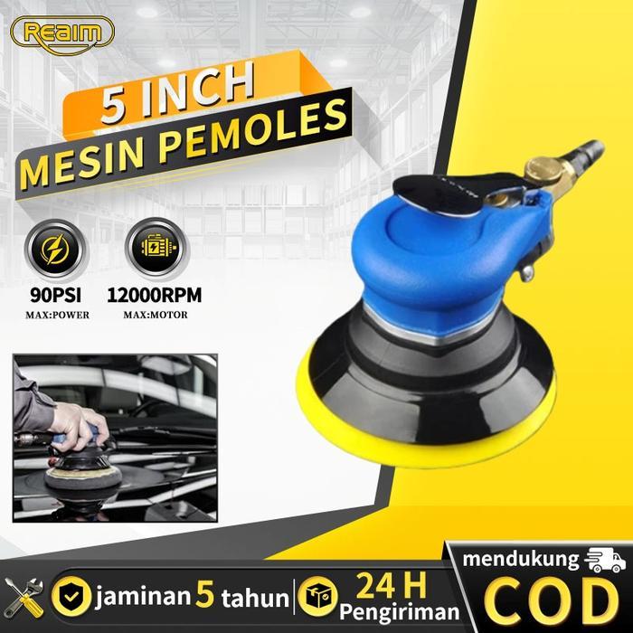 Reaim Air Orbital Sander 12000 Rpm, Sander Orbital 5 Inch, Mesin Amplas Orbital Dengan Konektor Hose