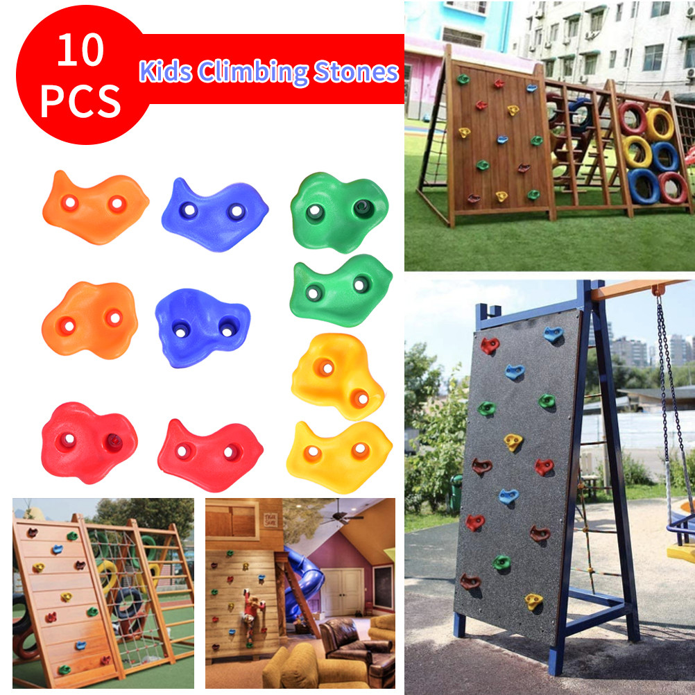 10Pcs/Set Kids Rock Climbing Wall Holds Children Wood Wall Climbing Stones Toys Child Playground
