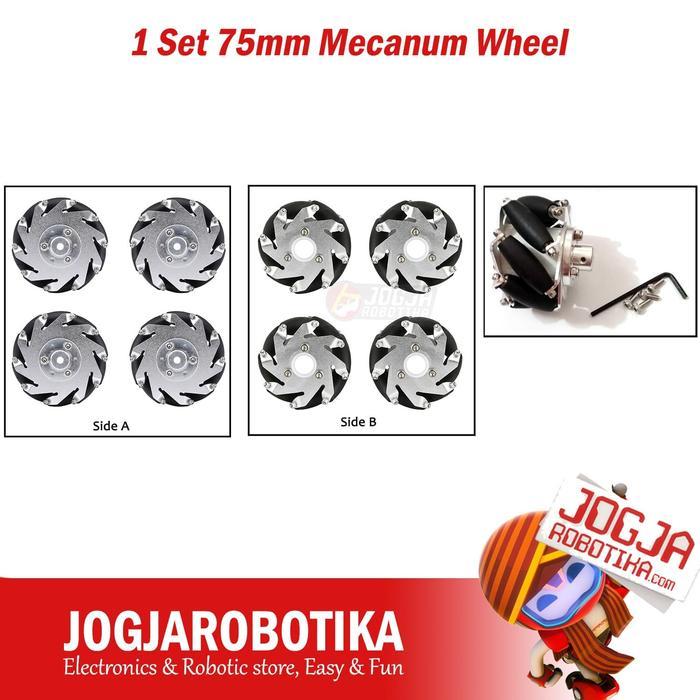 TERBARU 1 set 75mm Mecanum Wheel Roda Mecanum Mekanum 75mm 1 Set TERBARU