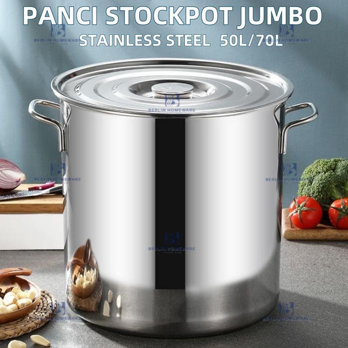 Panci Presto dan Tutup Panci Catering Panci Jumboo Dandang Pot Stainless Steel Peralatan Masak