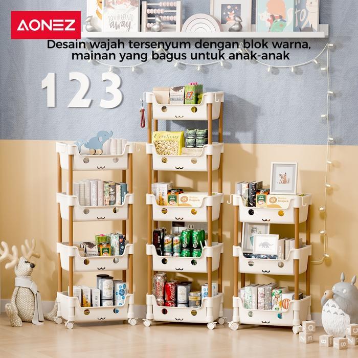CODAONEZ Rak Susun Serbaguna Rak Plastik Buku Minimalis Anak Lemari Buku Rak Penyimpanan Makanan