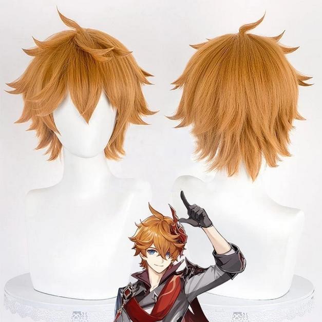 Wig Tartaglia Cosplay Genshin Impact Rambut Orang Dewasa/Anak-Anak Dapat Menggunakannya