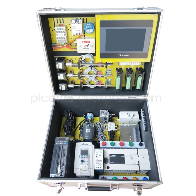 FLASH SALE    Customized FX3U FX3G PLC Training Kit Test Practice Box Learning HMI Touch Screen Prog