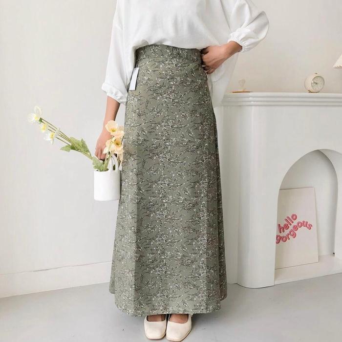 ROK KOREA FLORA SKIRT / BELLA FLORAL KOREAN SKIRT Motif Bunga Panjang