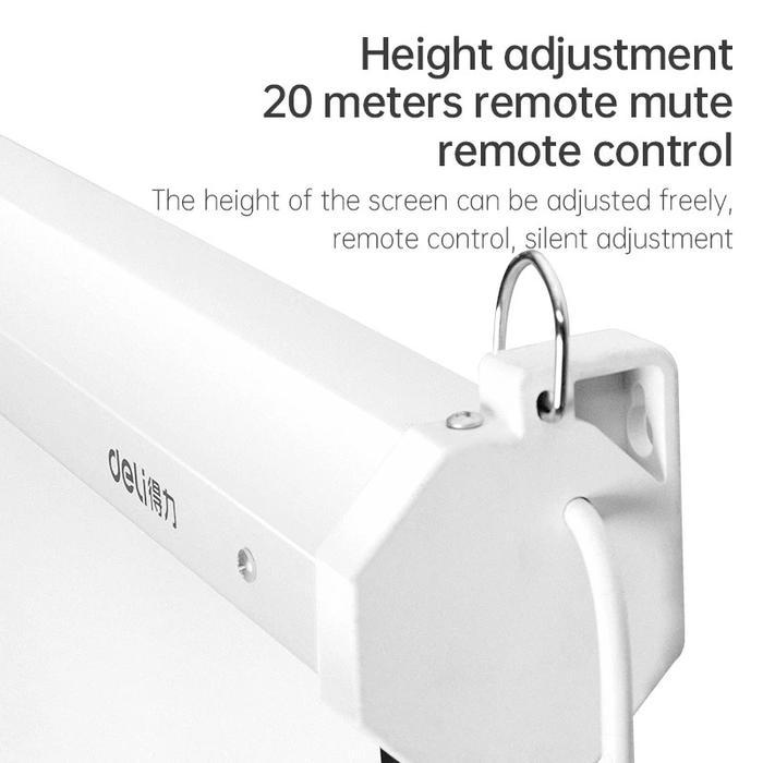 Deli Automatic Screen Projector Layar Proyektor Otomatis 100&120 inch Dengan Remote Bisa Digantung