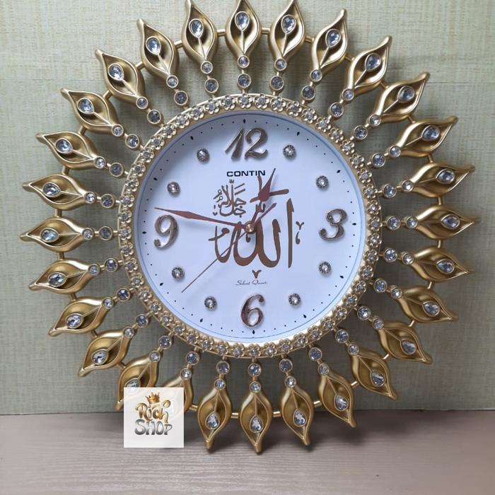 Jam Dinding Merak Gold Shabby Wall Clock Decor