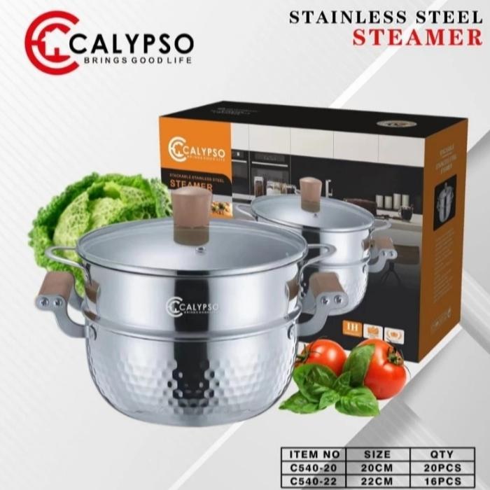 Panci Steamer Multifungsi Stainless Calypso Tutup Kaca