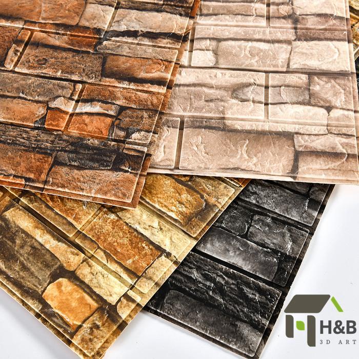 CODPromo Wallpaper Dinding 3D Timbul Motif Batu Bata Murah / Dekorasi kamar Stiker Dinding for