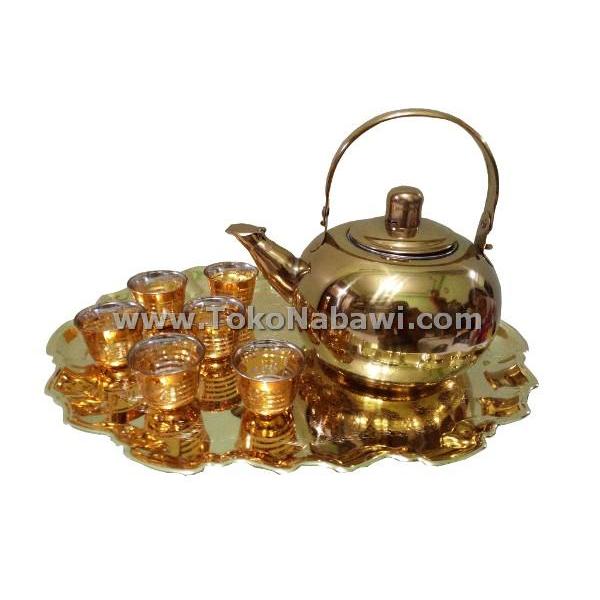 Teko Gelas Nampan Emas Set