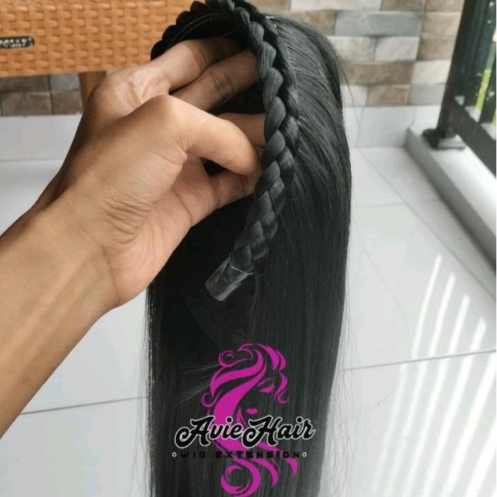 Wig Bando Korea Rambut Palsu wanita kepang wig Bando Kepang panjang