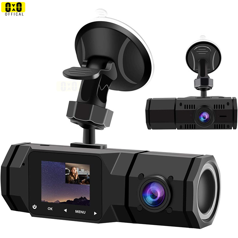 Perekam Mobil Kamera Dasbor Ganda FHD 1080P Kamera Dasbor Ganda Depan dan Interior IR Kamera Dasbor 