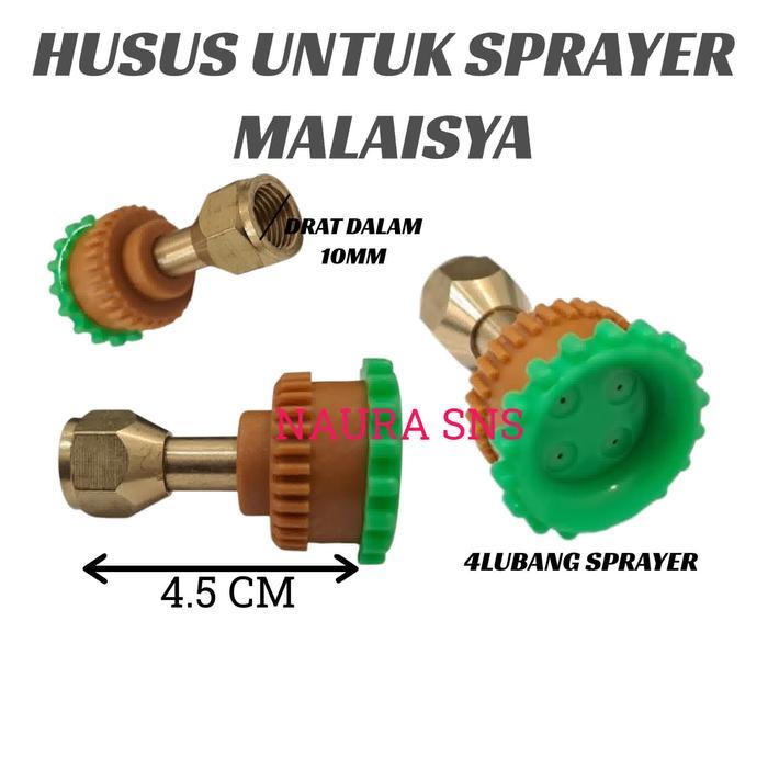 Nozzle Sprayer Malaysia Drat Kecil 4Lubang / Nozzle Lurus Sprayer