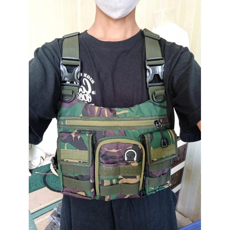 Tas Pinggang Pria Tas Dada Army Waterprood Camo Chest Bag Loreng Abri Tni