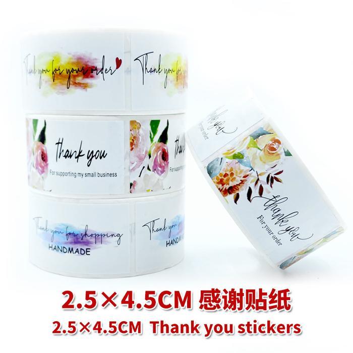 STIKER ROLL LABEL PINK THANK YOU STICKER LABEL PANJANG TERIMA KASIH