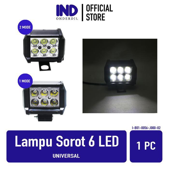 Lampu Sorot-Tembak Motor 6 Titik-LED Mini-Kecil Mode Diam-Flash-Strobo