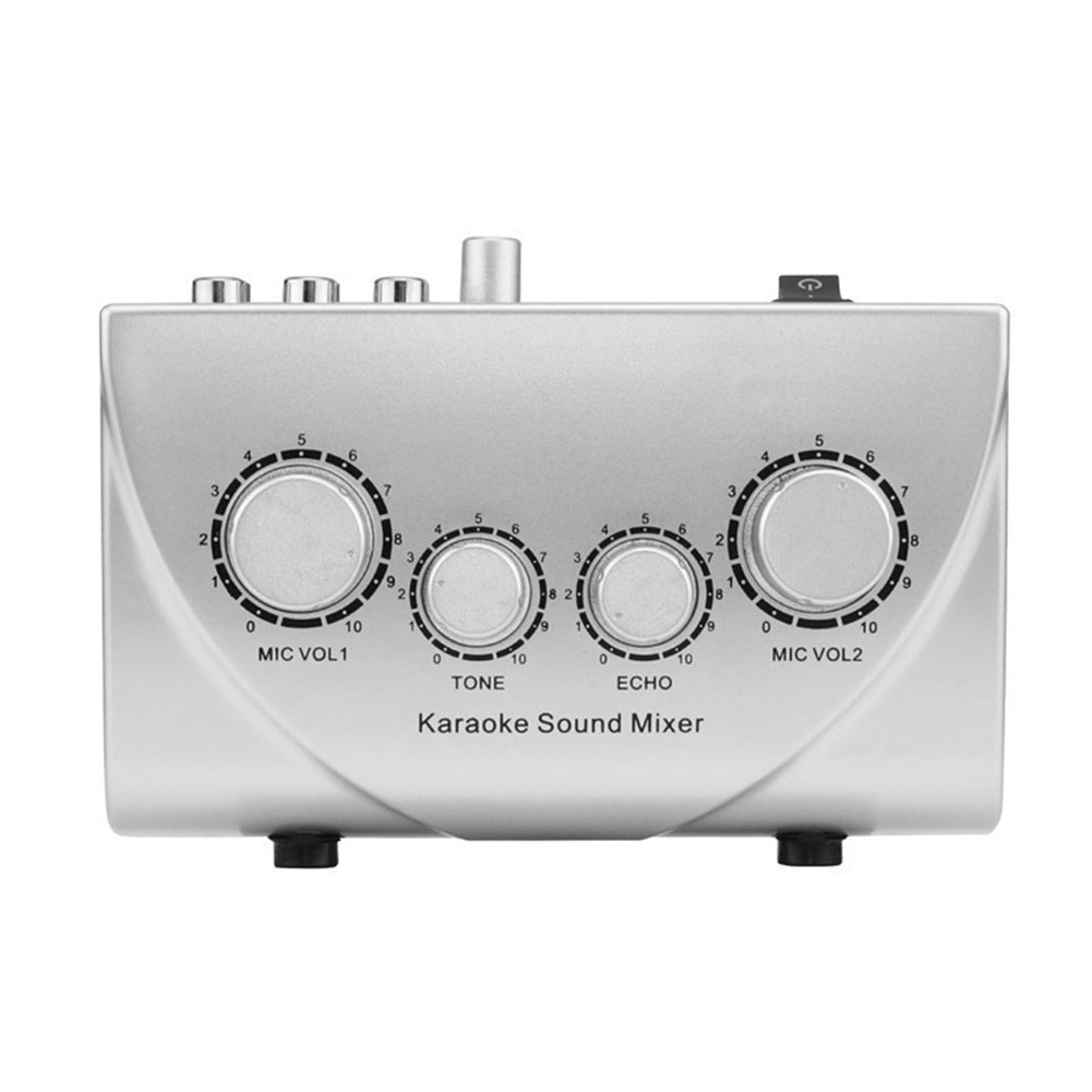 New YOC-Karaoke Sound Mixer Portable Sound Mixer Professional Audio System Karaoke Dual Mic Inputs A