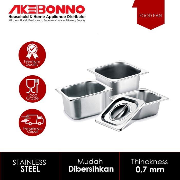 AKEBONNO - Food Pan/Tempat/Kotak Sayur/Saus Prasmanan/Buffet tanpa Tutup Stainless Steel