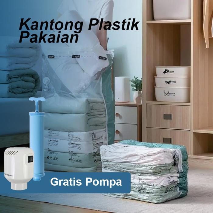 Plastik Vakum Baju Pakaian Dengan Pompa Hemat Tempat