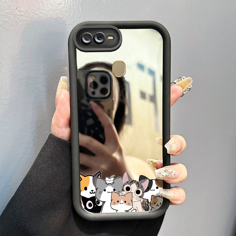 Casing Hp OPPO A7 OPPO A5s OPPO A12 OPPO A12S A11k Case Casing tangan kaki kucing Pola Kasus cermin 