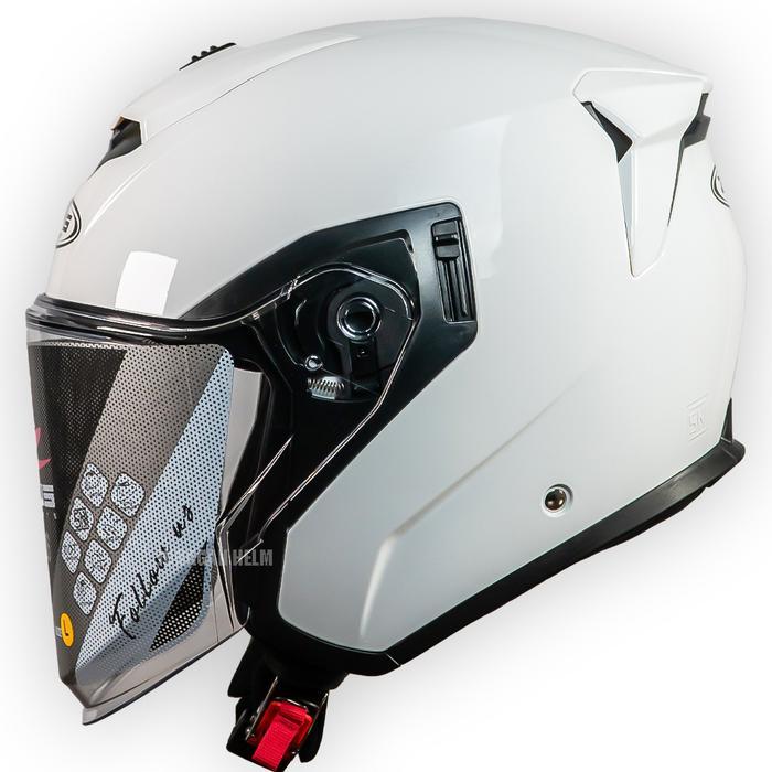 ZEUS ZS626 Z626 WHITE GLOSSY HALF FACE DOUBLE VISOR