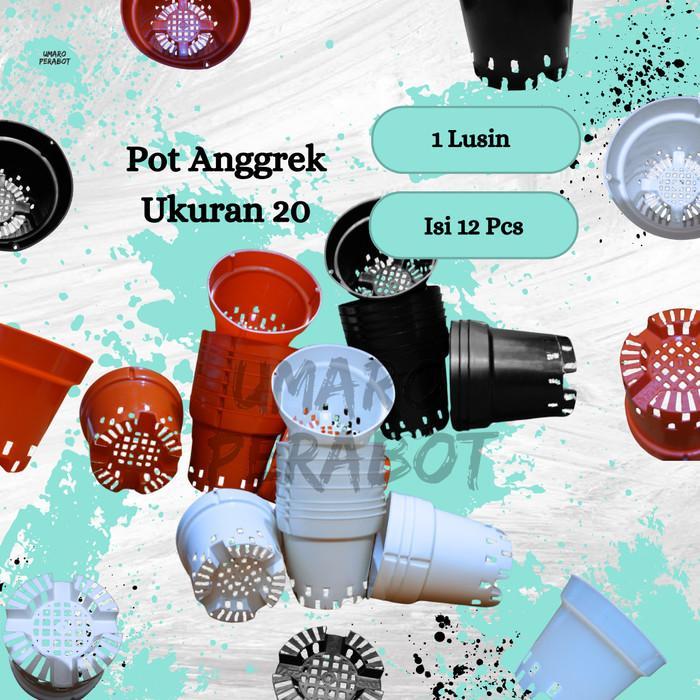 Grosir 1 Lusin Pot Anggrek Ukuran 20 / Pot Tanaman / Pot Bunga / Pot Plastik / Umaro Perabot