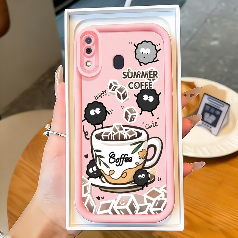Casing Hp untuk Samsung Galaxy A20 A20s A30 A21s M10s Case Cute Coffee Kasing silikon Cesing Elastis