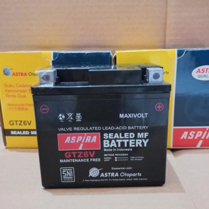 Aki Motor Honda Vario 125, Vario 150 Gtz6V Aspira Astra Aki Kering