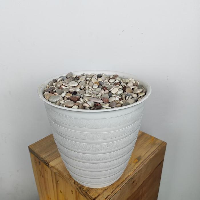 "New" Pot Bunga Plastik Hiasan Sudut Ruangan Pot Putih Dekorasi Rumah Free Batu Hias Dan Gabus Murah