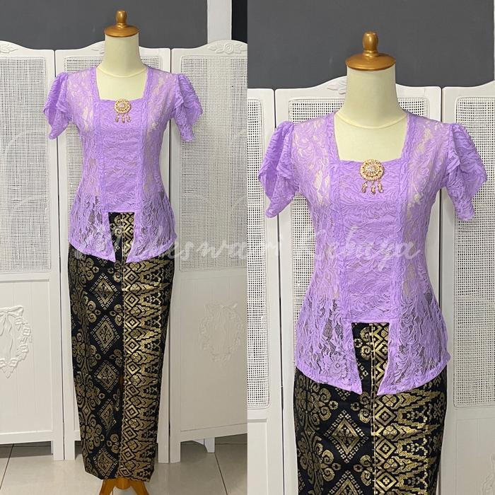 ASLI Kebaya Bali Set Brukat Lilit Ungu Lilac READY STOCK